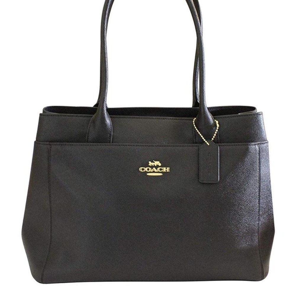 Black Crossgrain Leather Casey Tote